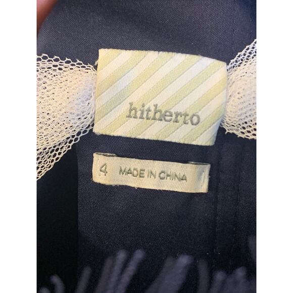 BHLDN Hitherto V Neck Fleur Lace Tulle Formal Bridesmaid  Maxi Dress Navy Size 4 - Picture 4 of 5